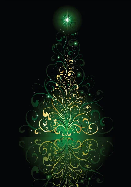 stock vector Christmas tree on green background