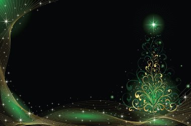 Gold Christmas tree clipart