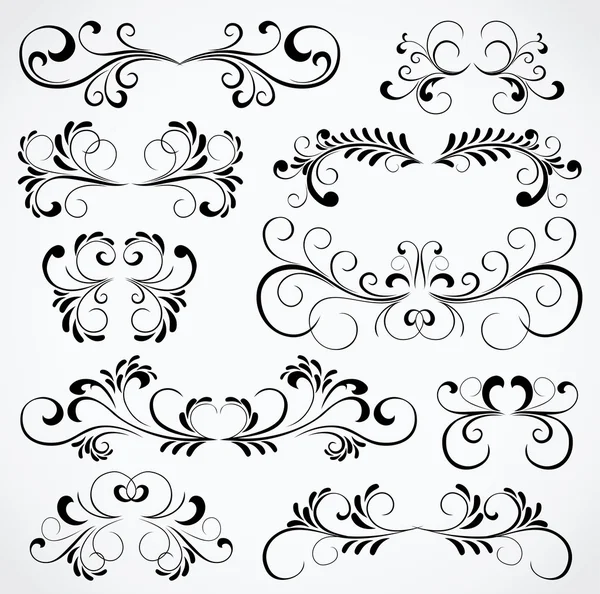 Conjunto de diez elementos ornamentados para el diseño — Vector de stock