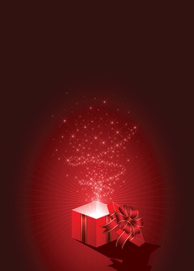 Gift box on red background clipart