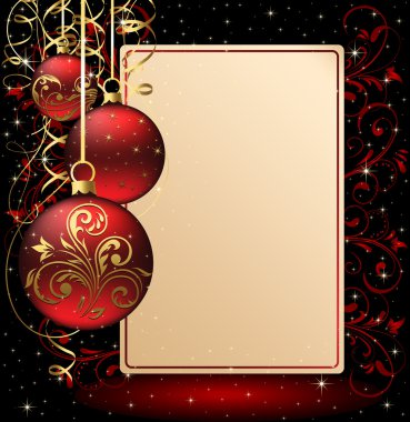 Background with paper and Christmas balls clipart