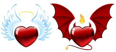 Good vs evil hearts clipart