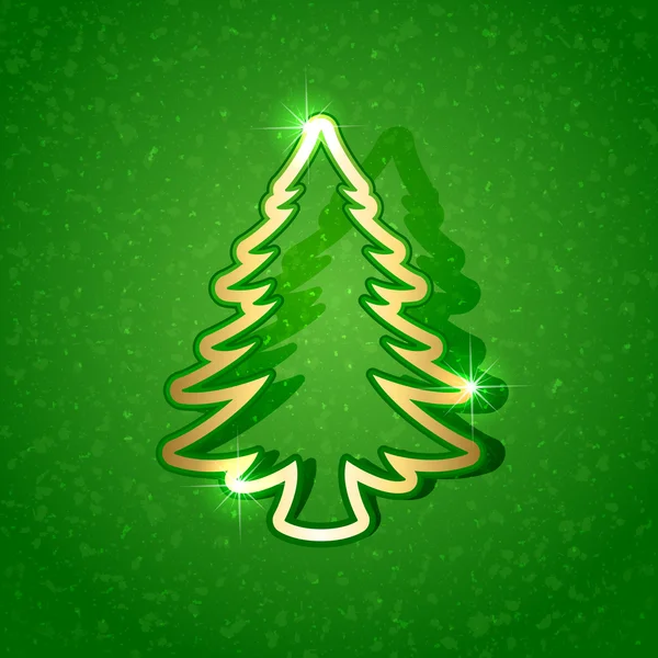 Papier-Weihnachtsbaum auf grünem Hintergrund — Stockvektor