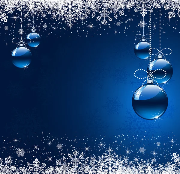 Fondo de invierno con bola de Navidad — Vector de stock