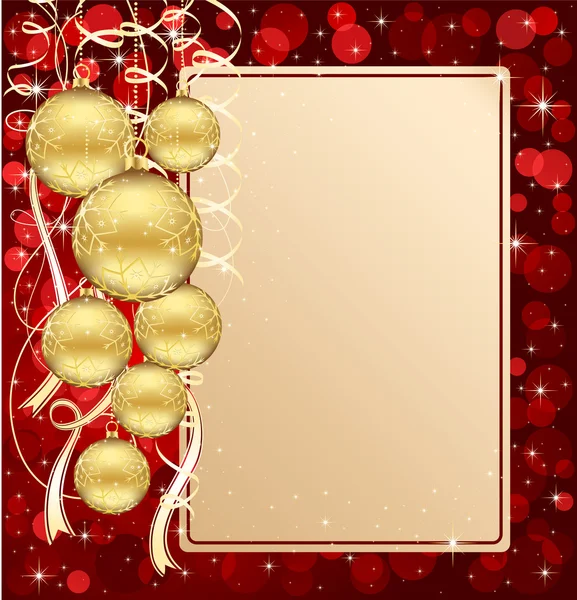 カードとクリスマス ボールと背景 — ストックベクタ