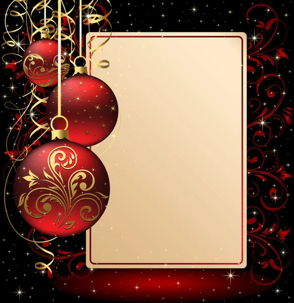 Arrière-plan avec papier et boules de Noël — Image vectorielle