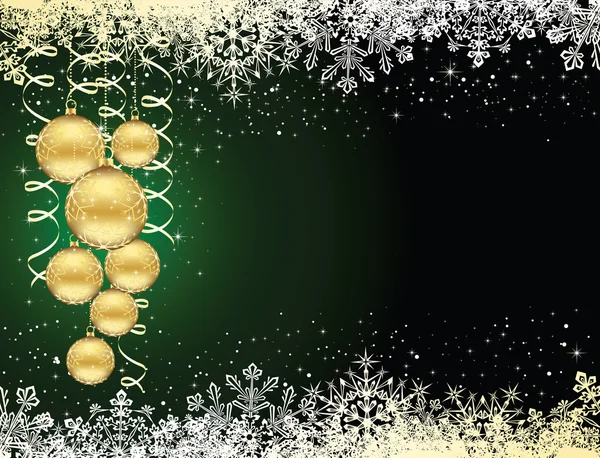 雪の結晶とボールでクリスマスの背景 — ストックベクタ