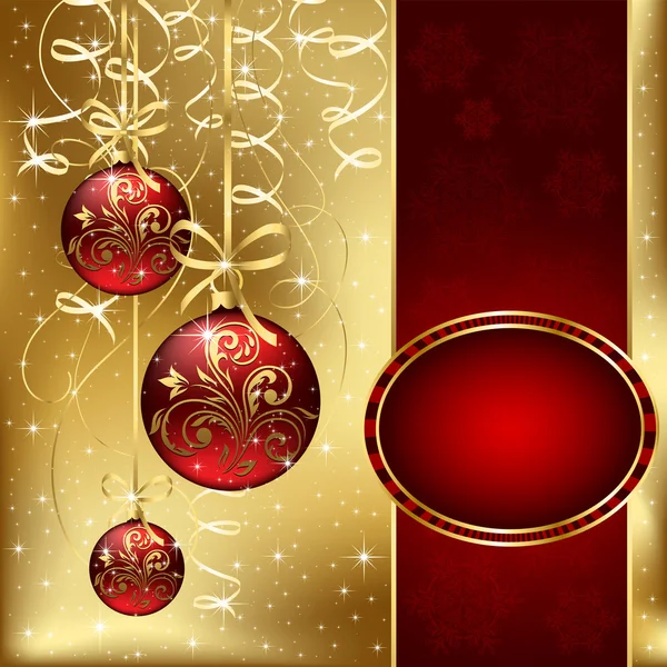 Fundo de Natal com três bolas vermelhas — Vetor de Stock