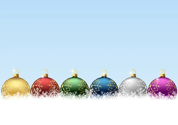 Kerstballen in sneeuwvlokken — Stockvector