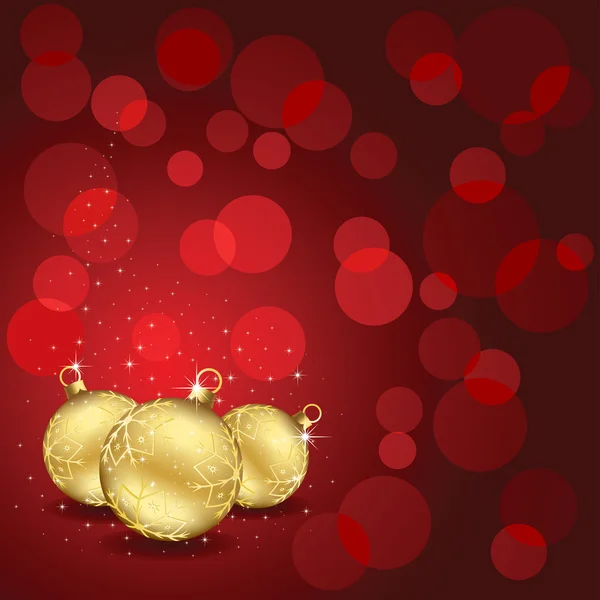 Christmas balls on red background — Stock Vector