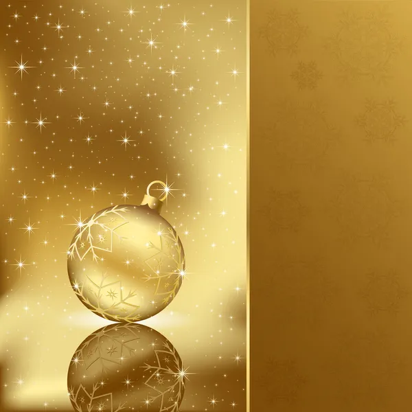 Elegant christmas background with golden ball — Stock Vector