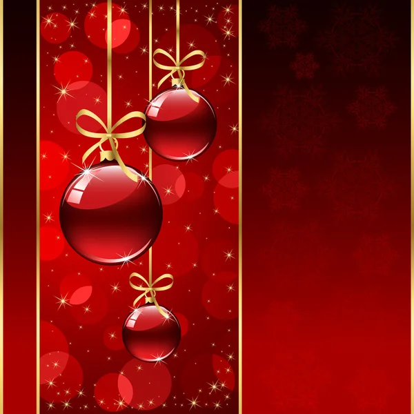 Κόκκινο φόντο με μπάλες Χριστούγεννα — Διανυσματικό Αρχείο