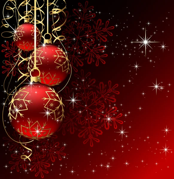 Winter achtergrond met rode kerstballen — Stockvector