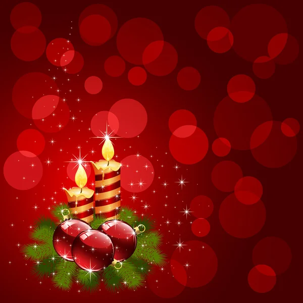 赤い背景のクリスマスキャンドル — ストックベクタ