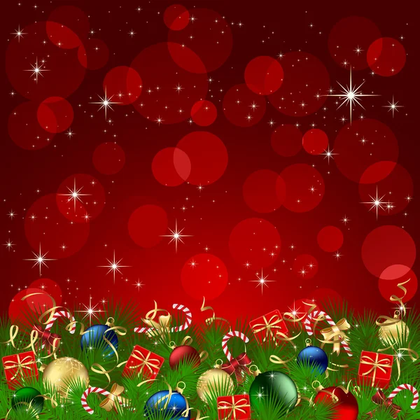 Decoración de Navidad sobre fondo rojo — Vector de stock