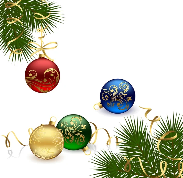 Cadre de Noël avec boules — Image vectorielle