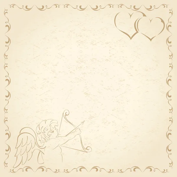 Old grunge paper with Cupid — Stock Vector