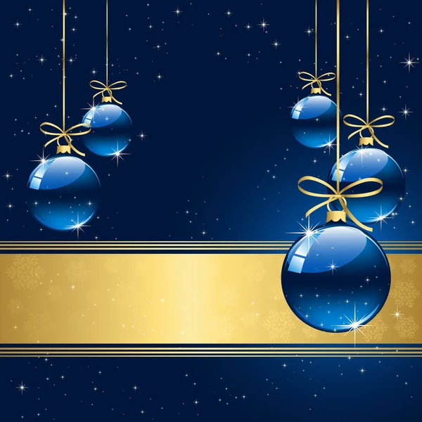 Χειμώνα φόντο με μπλε μπάλες Χριστούγεννα — Διανυσματικό Αρχείο