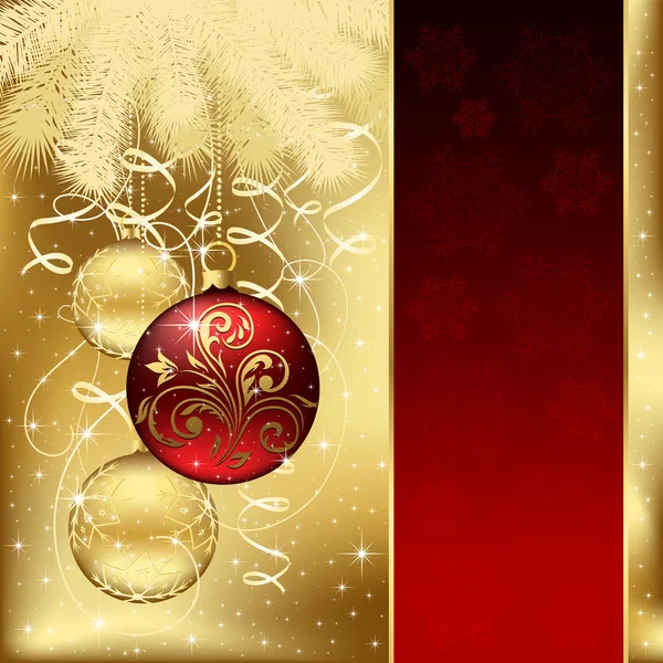Elegant background with three Christmas balls — Stock Vector