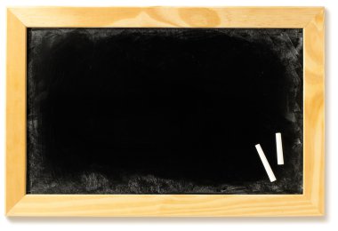 Blank blackboard and chalk isolated on a white background with c clipart