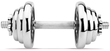 Chrome dumbell isolated on white with a clipping path clipart