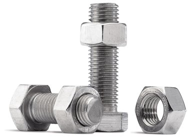 Nuts and bolts on a white background with clipping path clipart