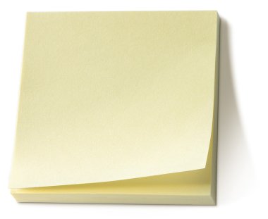 Yellow memo pad isolated on a white background clipart