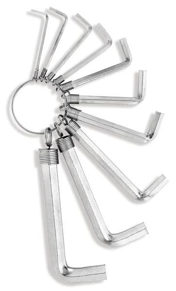 Ensemble de clés hexagonales allen isolées sur un fond blanc avec clipp — Photo