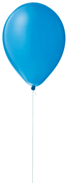 Balão de hélio azul em uma corda isolada com um caminho de recorte — Fotografia de Stock