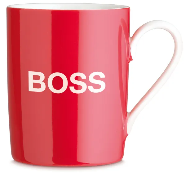 Röd boss mugg — Stockfoto