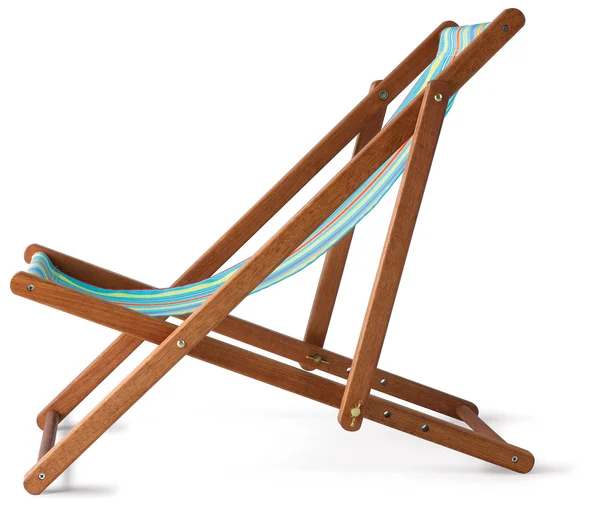 Wooden deckchair isolated on white with clipping path — Stock Photo, Image