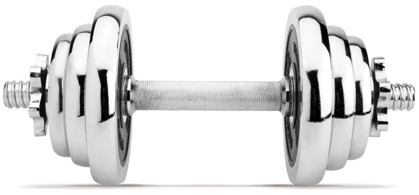 Chrome dumbell isolated on white with a clipping path — Stock Photo, Image