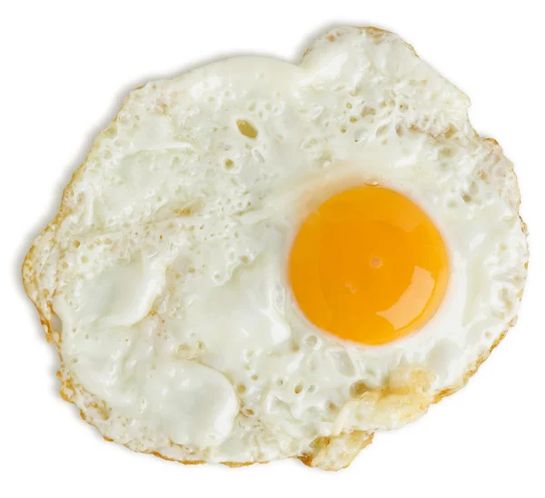 stock image Badly fried egg isolated on white with a clipping path