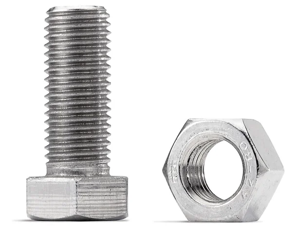 Nut and bolt with clipping path — Stock Photo, Image