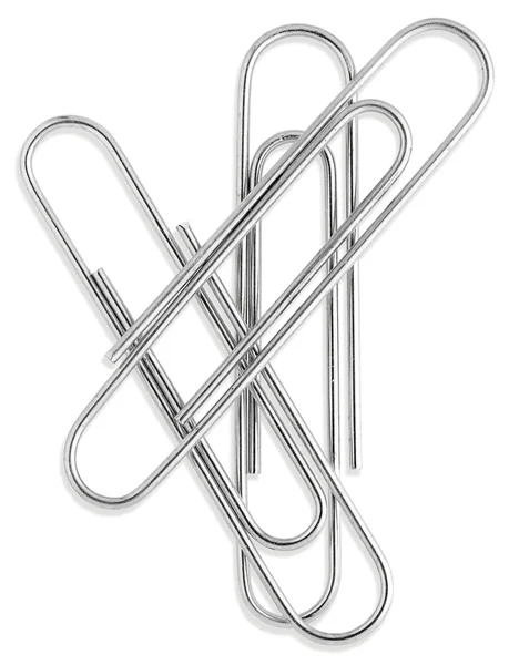 stock image Small group of silver paperclips isolated on a white background