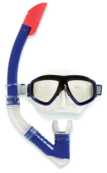 Snorkel e máscara de natação isolado em um fundo branco — Fotografia de Stock
