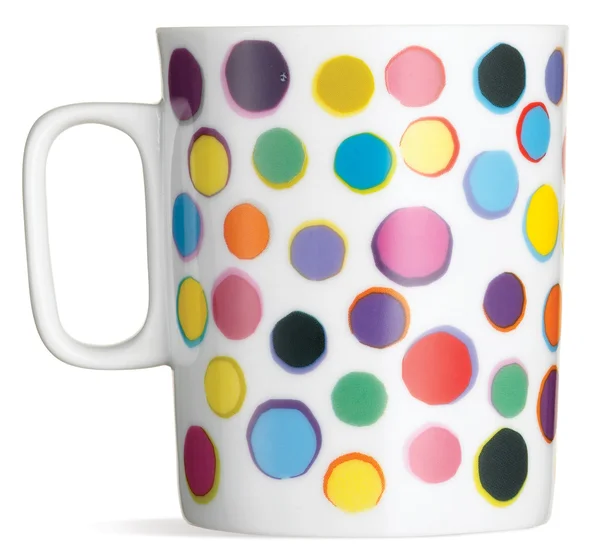 Side view of a spotty tea coffee mug isolated on a white backgro — Stock Photo, Image