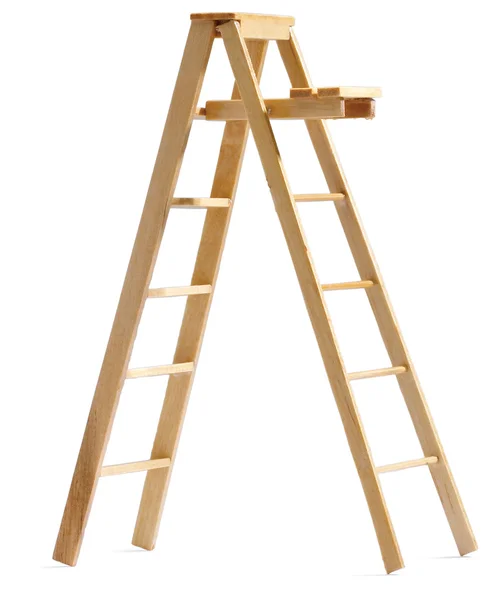 Brinquedo escada de madeira isolada em um fundo branco — Fotografia de Stock
