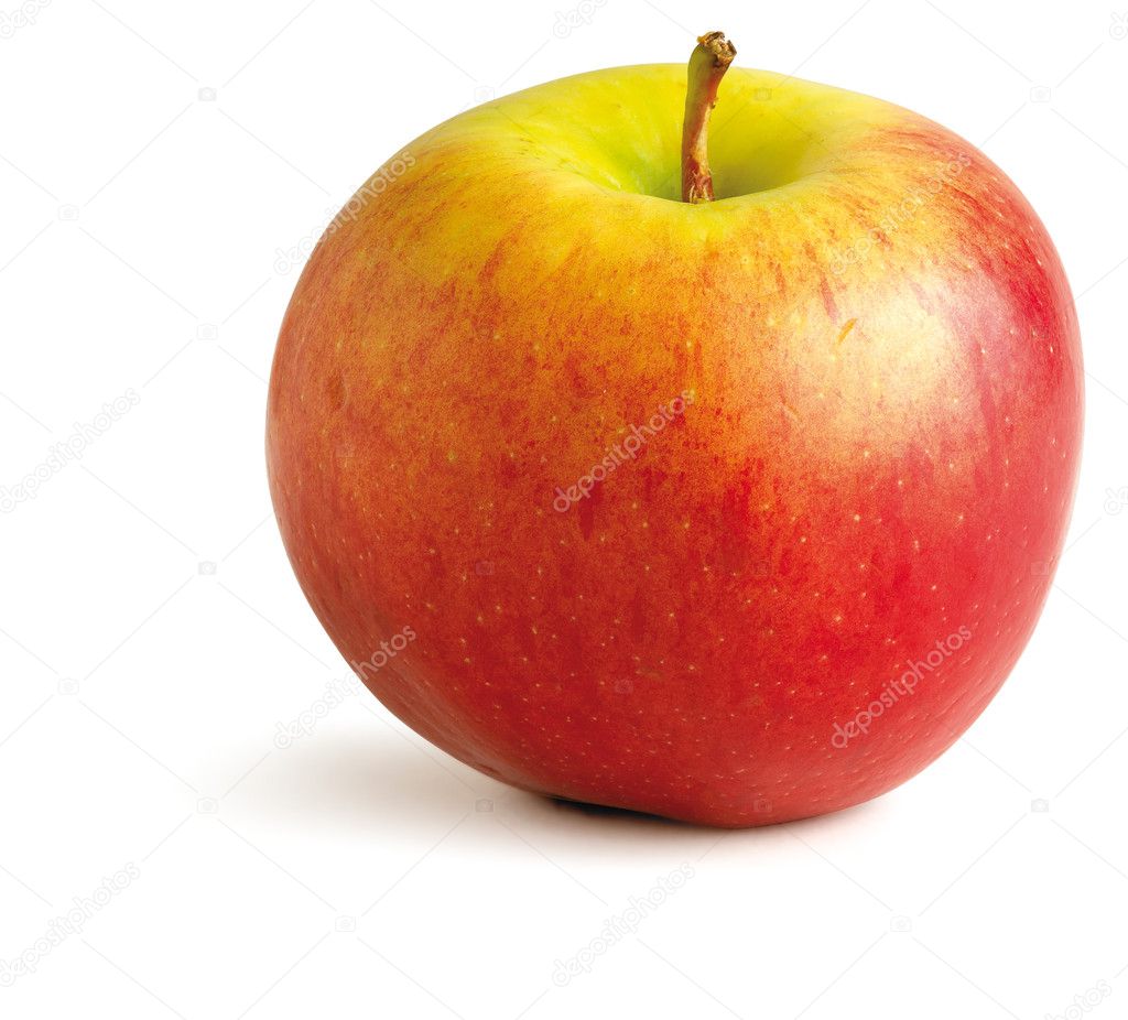 Juicy red apple on a white background with clipping path