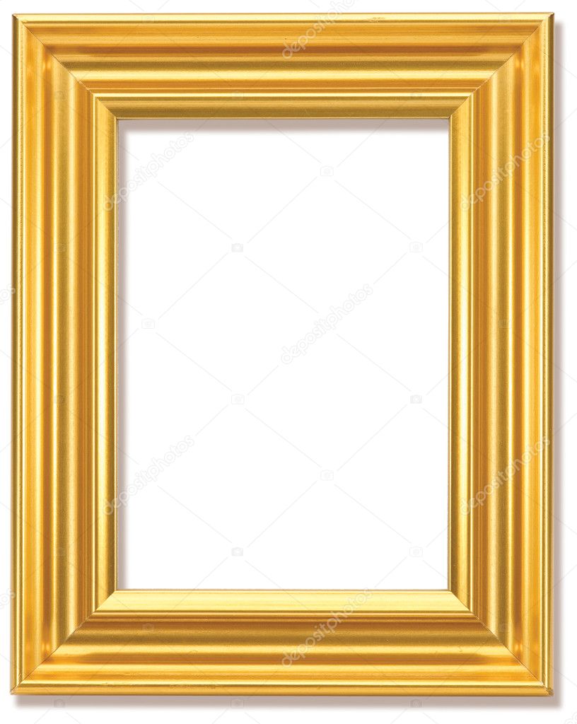Gold picture frame isolated with clipping path