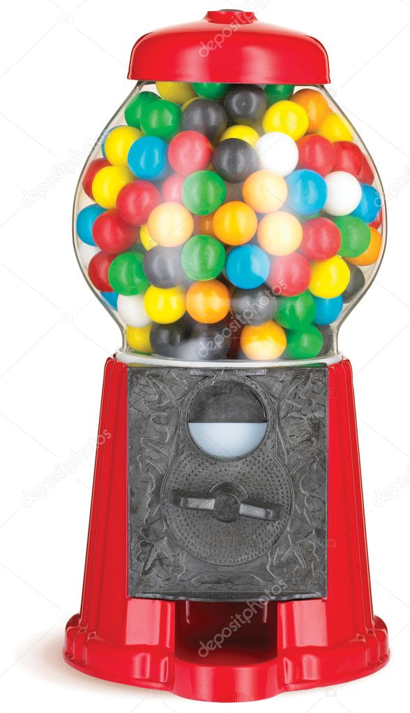 Gumball machine isolated on white with clipping path