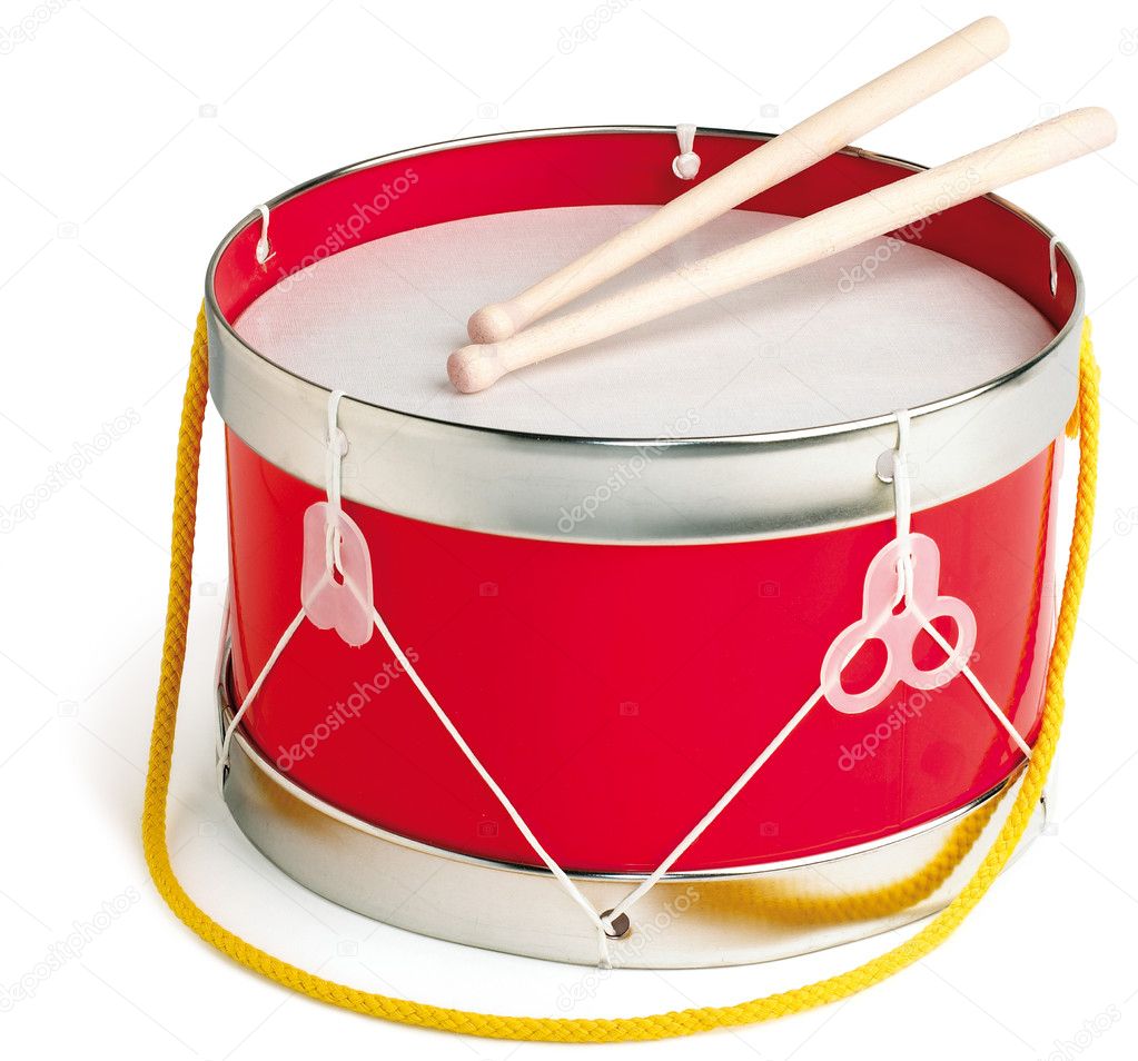 Toy drum isolated on white with a clipping path