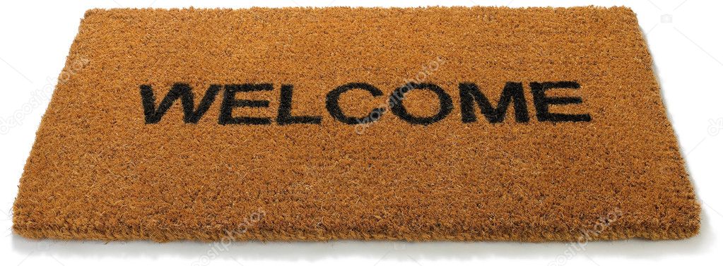 Welcome front door mat isolated on a white background