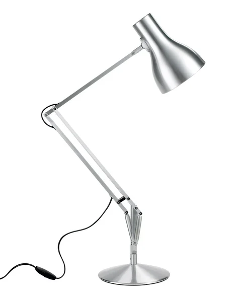 Zilveren anglepoise lamp met uitknippad — Stockfoto