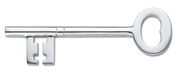 Chiave porta argento isolata su bianco (percorso di ritaglio ) — Foto Stock