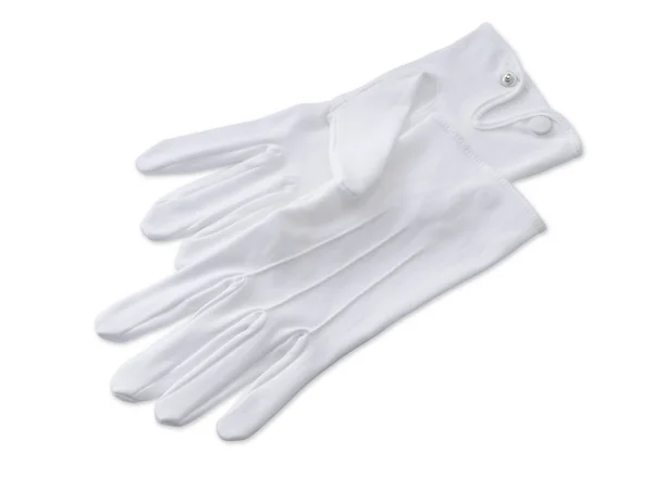 バトラーズ白い手袋クリッピングパスを白で隔離されます。 ストック画像
