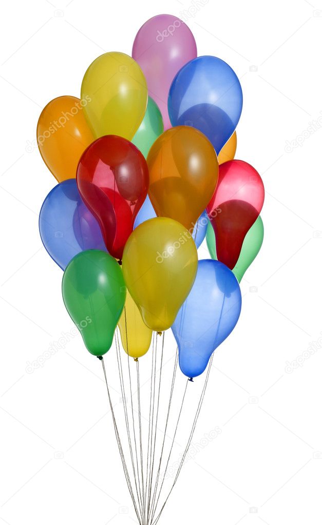 Bunch of colorful helium balloons with clipping path 4