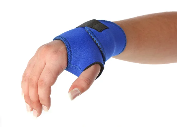Human hand with a wrist brace — Stock Photo, Image