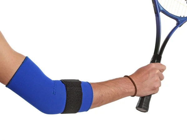 Jogador de tênis usando uma bandagem no cotovelo Imagem De Stock