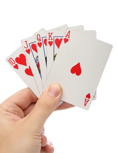 Hand holding a Royal Flush Royalty Free Stock Images